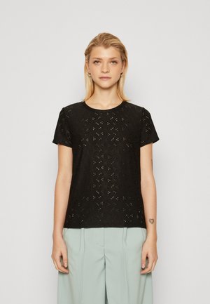 GAP EYELET - Μπλουζάκι με στάμπα - true black