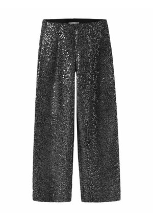 WIDE GLITZER - Bukse - black