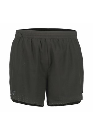 Pantalones cortos deportivos para hombre en gris oscuro, de material ligero, con textura perforada y cintura elástica con un pequeño logotipo.