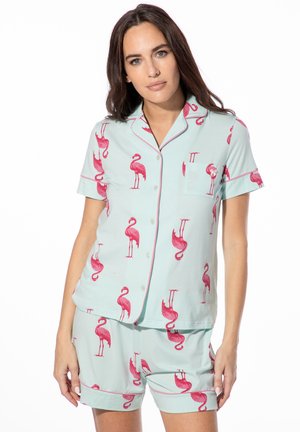 Short Stories DAMEN-SCHLAFHEMD KURZARM PINK FLAMINGO SET - Pyjama - türkis