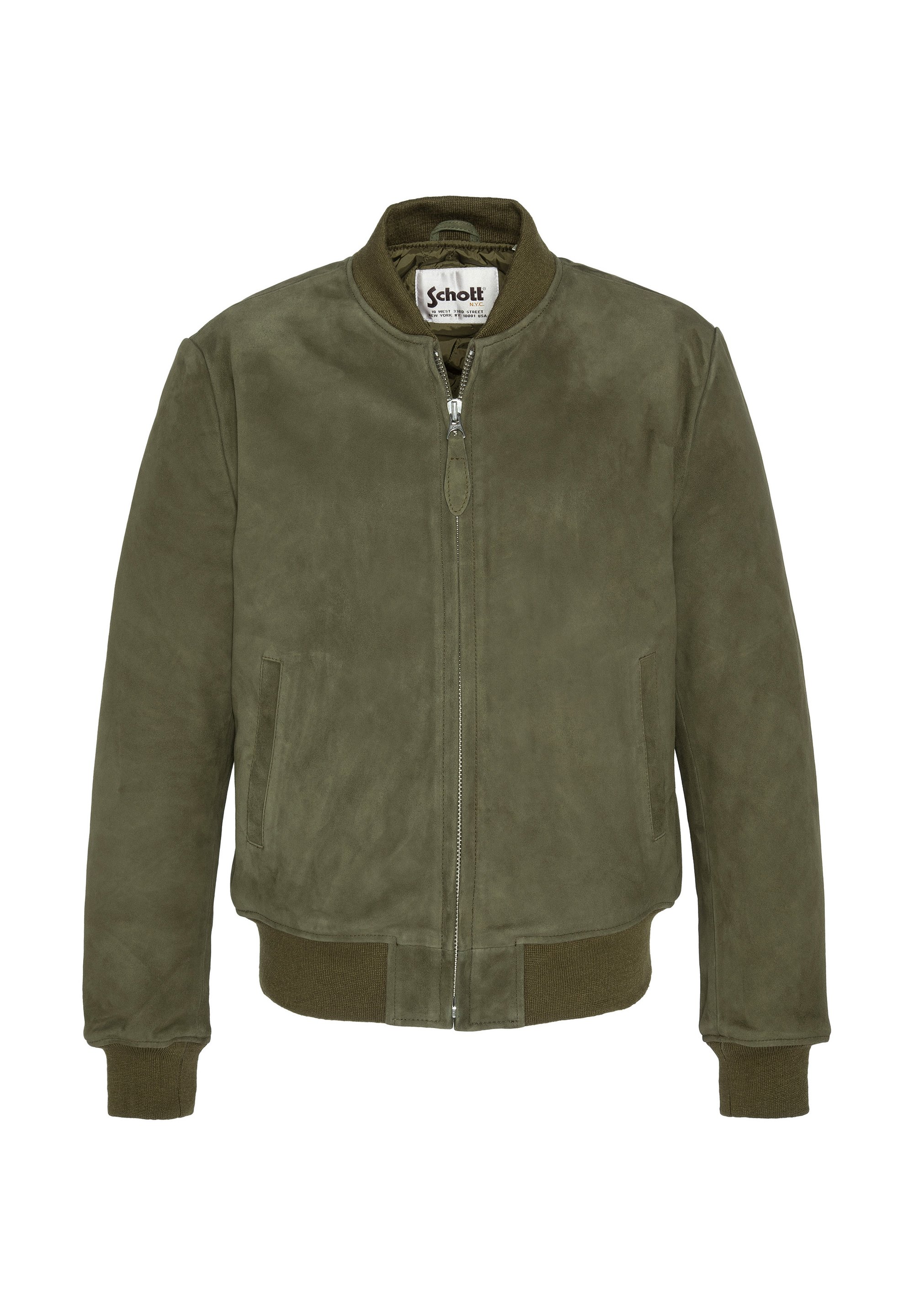 Schott Veste en cuir kaki/vert