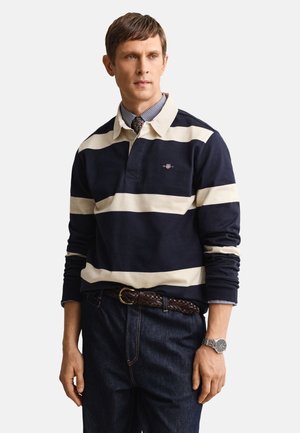 GANT STRIPED RUGGER - Πόλο - evening blue