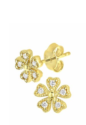 FLOWER STUD WITH CZ STONES - Oorbellen - yellow gold