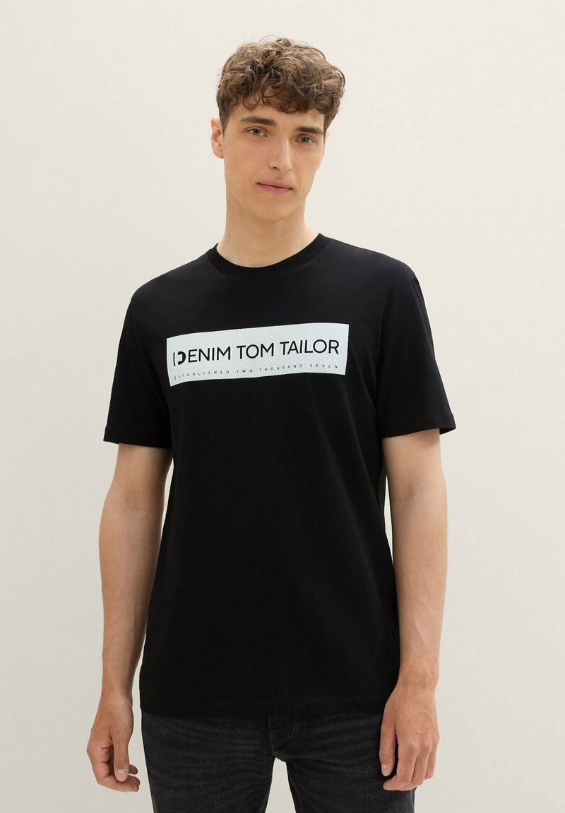 TOM TAILOR DENIM LOGO - Apdrukāts T-krekls - deep black