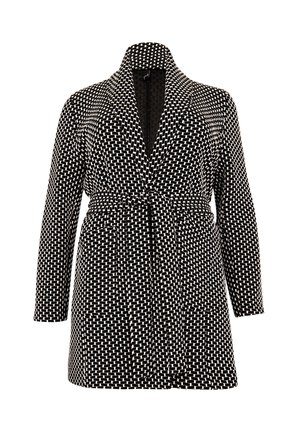 YOEK MET SJAALKRAAG - Halflange jas - black