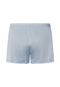 Světlomodré bavlněné boxerky s elastickým pasem, které mají hladkou texturu a jednoduchý design, vhodné pro pohodlí a každodenní nošení.