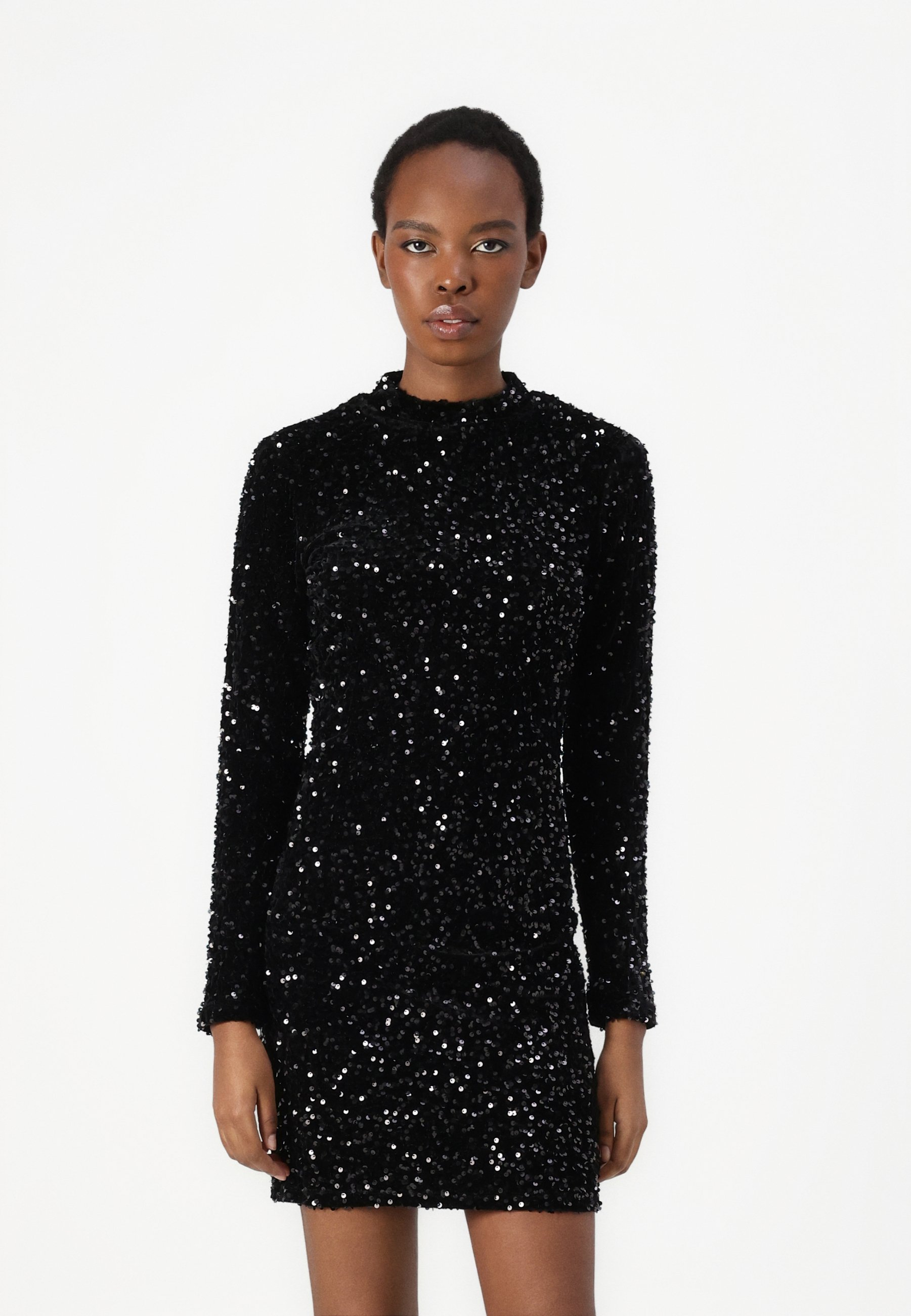 slim fit dress slacks Square Neck Sequin A Line Dress | A-Line Dress