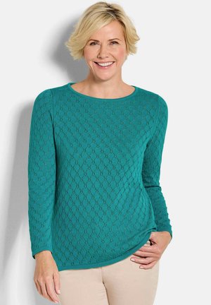 MIT WABENSTRUKTUR - Strickpullover - emerald