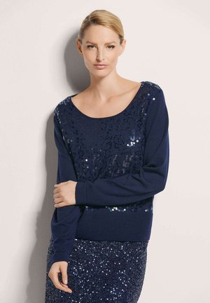 MADELEINE, RUNDHALS MIT GLANZ-EFFEKT - Trui - navy