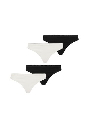 Vero Moda 4ER-PACK NAHTLOSE SLIP TANGA BASIC THONG UNTERWÄSCHE - Tanga - schwarz weiß