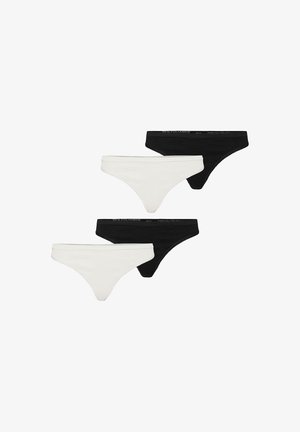 Vero Moda 4ER-PACK NAHTLOSE SLIP TANGA BASIC THONG UNTERWÄSCHE - Tanga - schwarz weiß