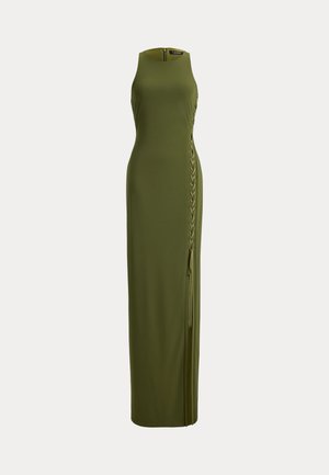 Lauren Ralph Lauren, LACE-UP JERSEY SLEEVELESS GOWN - Maksikleit - olive grove