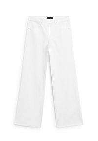 TEXTURED WIDE-LEG DENIM-EFFECT - Wide Leg - white