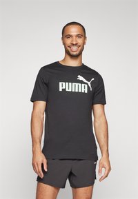 Puma ESS COL LOGO - Potiskana majica - black/fresh mint