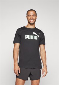 Puma - LOGO TEE - T-shirt med print - black/fresh mint Miniatyrbild 1