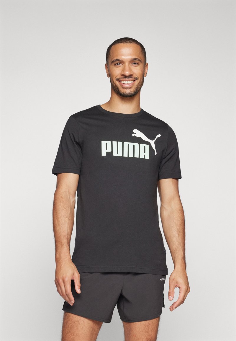 Puma ESS COL LOGO - Potiskana majica - black/fresh mint