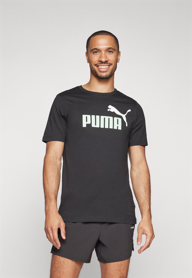 Puma - LOGO TEE - T-shirt med print - black/fresh mint, Förstora