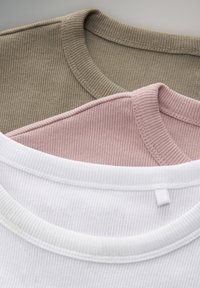 THE SET 3 PACK  SHORT SLEEVE REGULAR FIT - Jednoduché tričko - khaki green pink white
