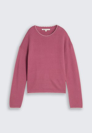 TOM TAILOR, KNIT PULLOVER WITH WAVY EDGES - Trui - dusty berry