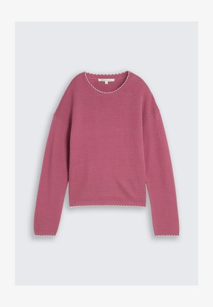 TOM TAILOR, KNIT PULLOVER WITH WAVY EDGES - Trui - dusty berry