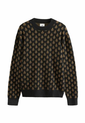 FIT RICH CHRISTMAS CREW NECK.   - Strickpullover - black/gold tree