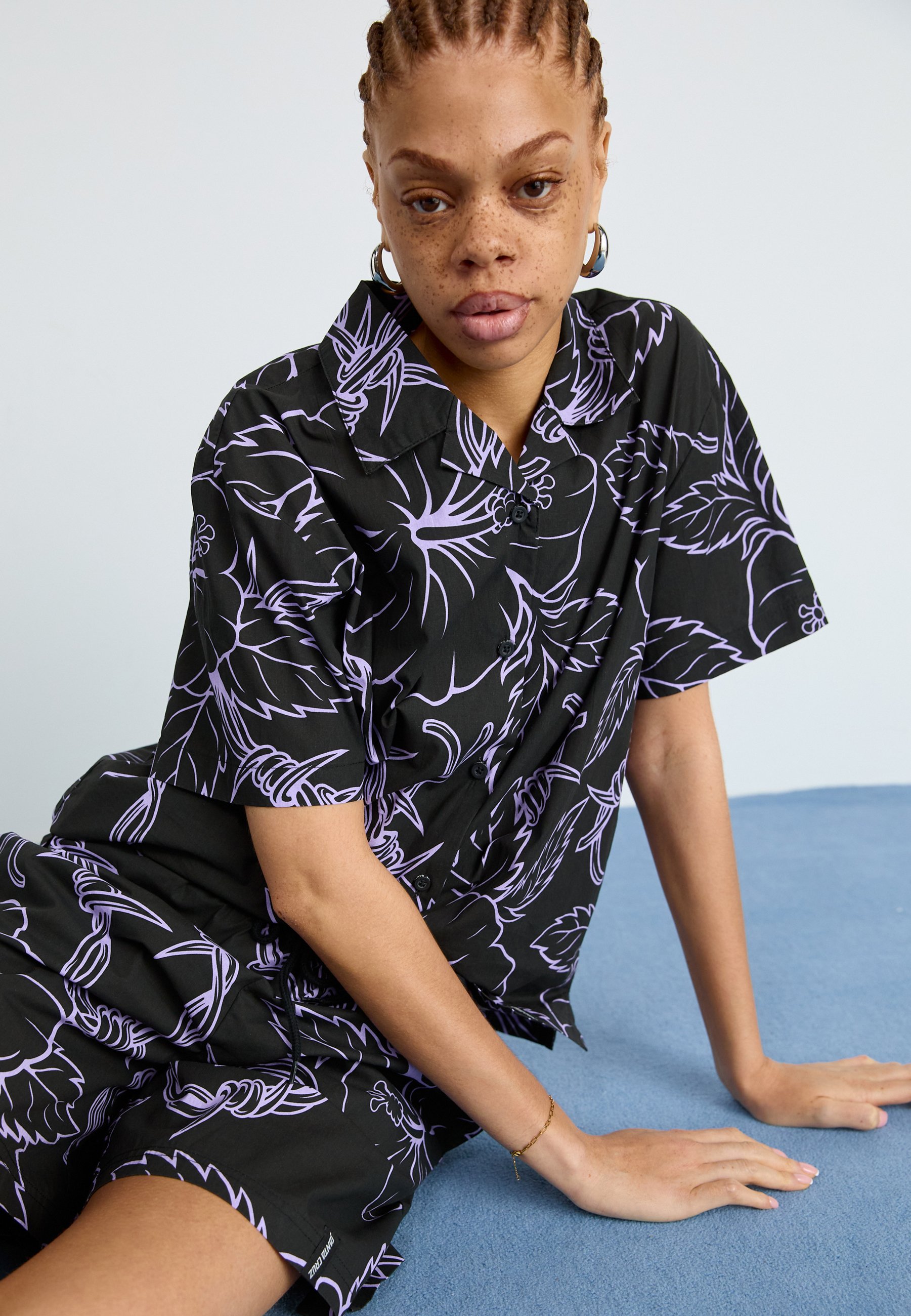売れ筋商品|||サンタクルーズ シャツ レディース トップス MONO CABANA  - Button-down blouse - black/lavender Santa Cruz MONO CABANA - Button-down blouse - black/lavender