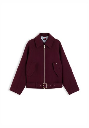 Tommy Jeans, WOOL BLEND BELTED RELAXED JACKET - Леко яке - calypso berry
