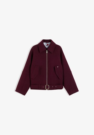 Tommy Jeans, WOOL BLEND BELTED RELAXED JACKET - Леко яке - calypso berry