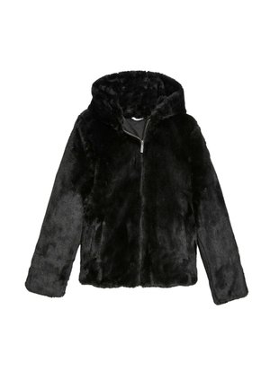 FAUX FUR HOODED - Abrigo corto - black
