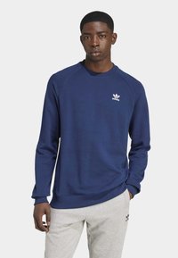 Jūras spēku sporta krekls ar garām piedurknēm, ribinātām aproc�ēm un apaļu kakla izgriezumu. Uz krūtīm ir balts Adidas logo, izgatavots no mīkstas kokvilnas maisījuma auduma.