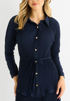 PLISSE BUTTON THROUGH - Button-down blouse - navy