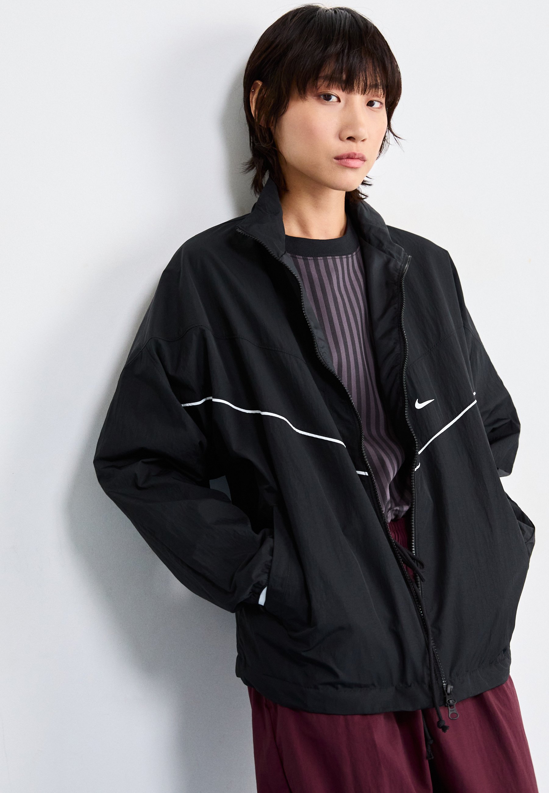 nike stripe zip up track jacket