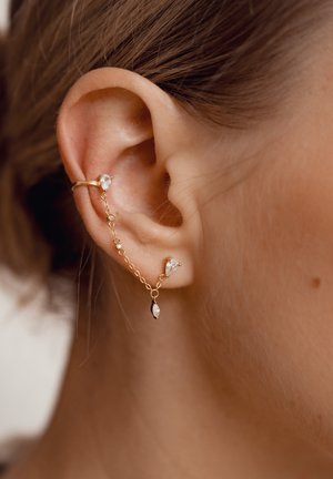 Hey Happiness TEARDROP DOUBLE STUD - Pendientes - goldfarben