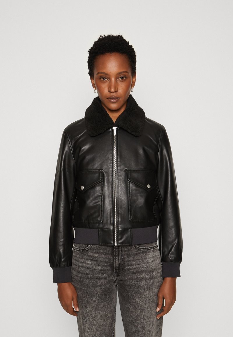 GAP CROPPED FLIGHT JACKET Faux leather jacket black Zalando.ie