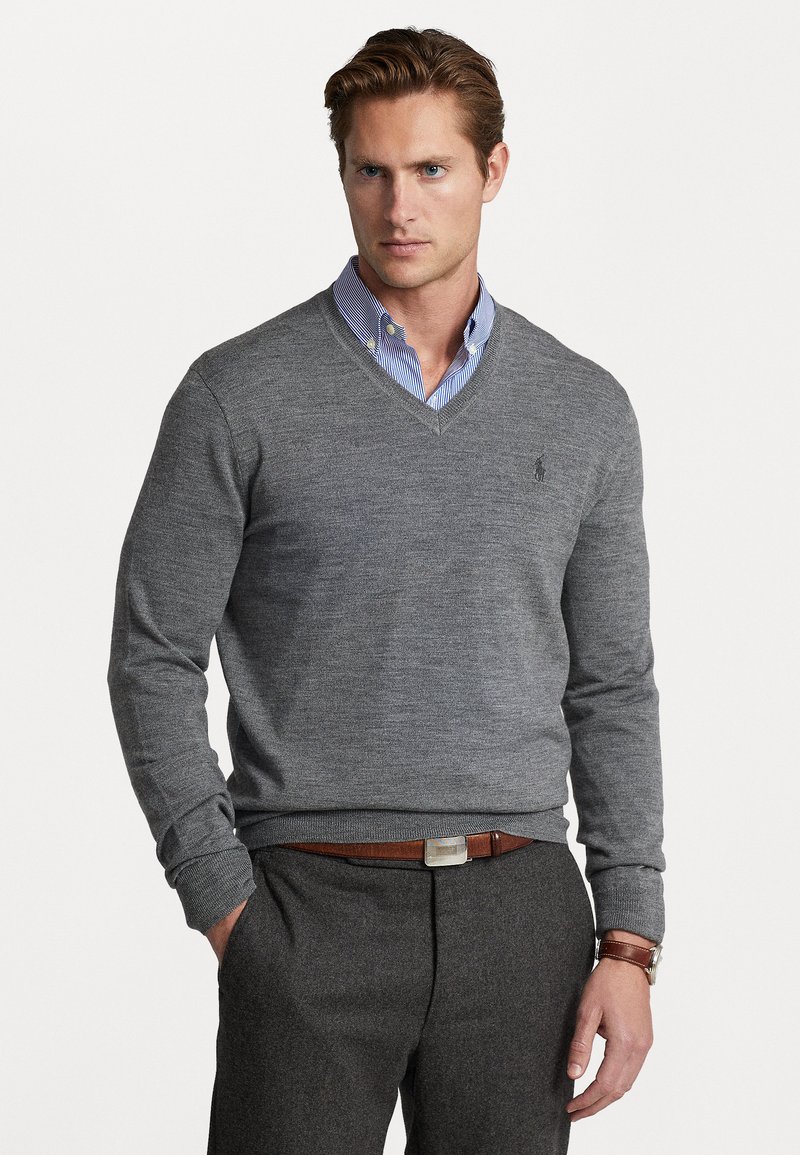 Polo Ralph Lauren LONG SLEEVE - Strikkegenser - fawn grey heather/grå ...