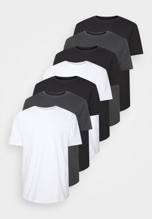 7 PACK - T-shirt basic - mottled dark grey/white/black