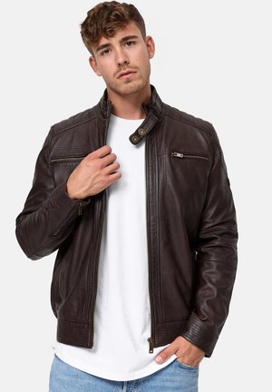 GERMO - Giacca di pelle - dark brown