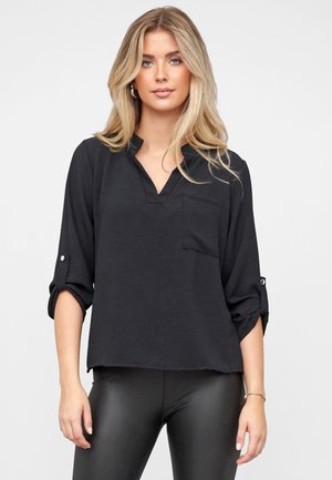 TURN-UP MUSLIN - Bluse - black