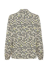 Blouse met lange mouwen gemaakt van lichtgewicht stof, met een golvend patroon in beige, marineblauw en groene tinten. Losse pasvorm met een overhemdkraag met knopen.