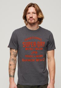 Superdry & Co WORKWEAR FLOCK GRAPHIC  - Camiseta estampada - granite grey marl