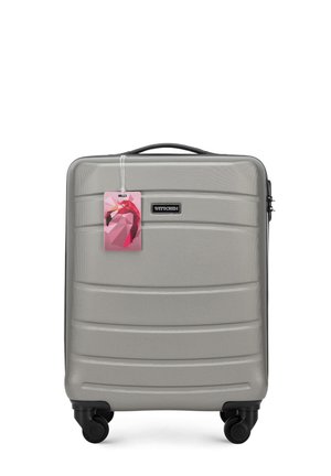 SMALL SUITCASE WITH LUGGAGE TAG FROM ABS - Wheeled suitcase - champagne