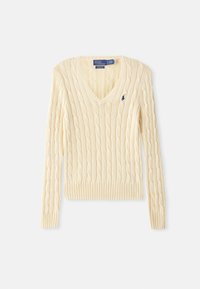 CABLE-KNIT COTTON V-NECK JUMPER - Pulóver - cream