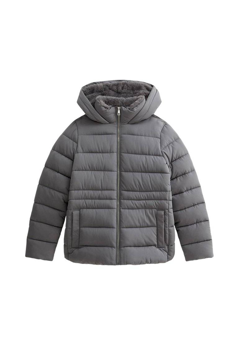new look grey hooded puffer jacket