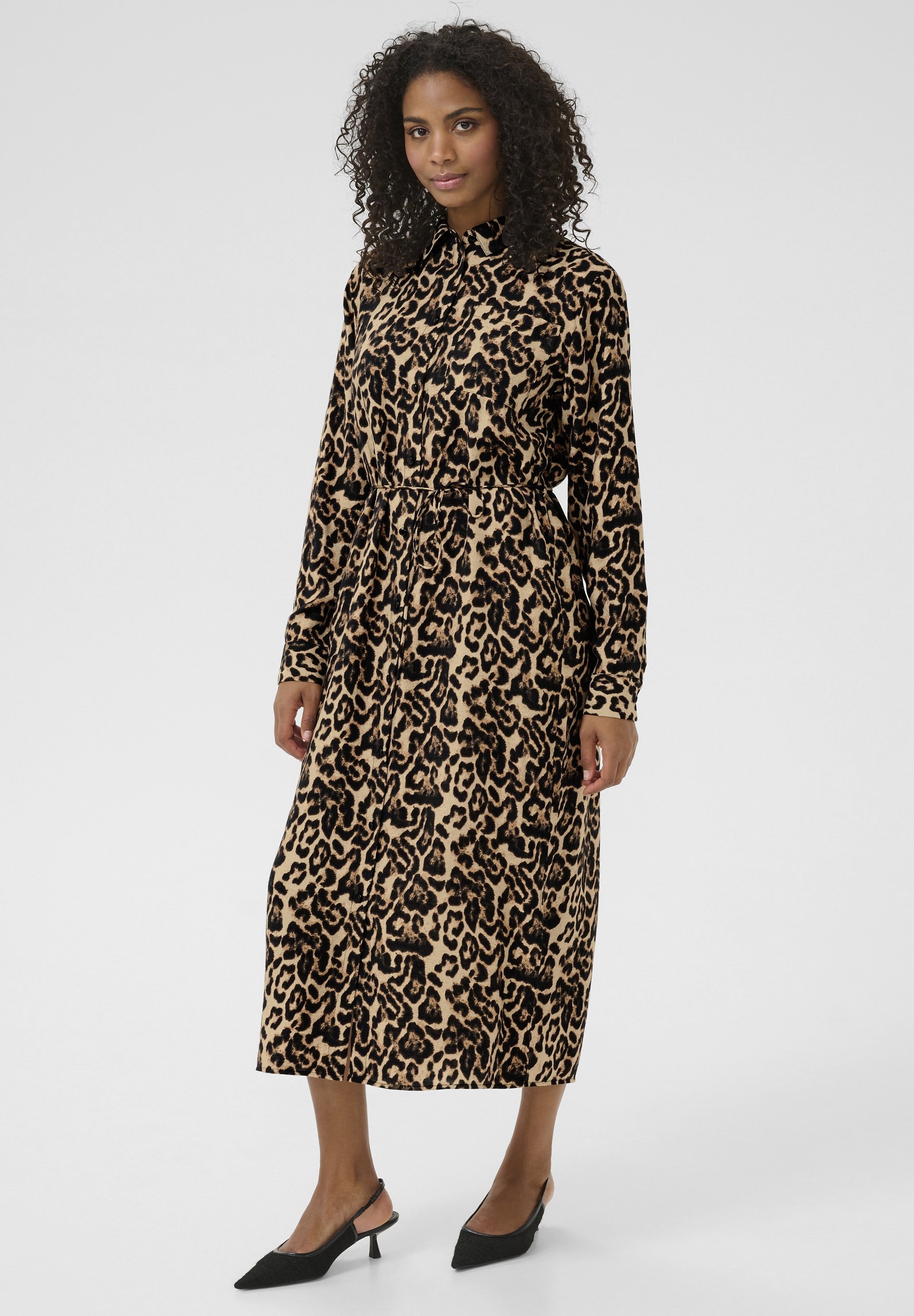 brown dress with cowboy boots Brown Leopard Print Prarie Midi Dress main image 0