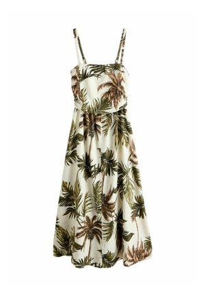 TALL FIT - RUCHED BANDEAU - Maxi ruha - khaki/cream palm printed