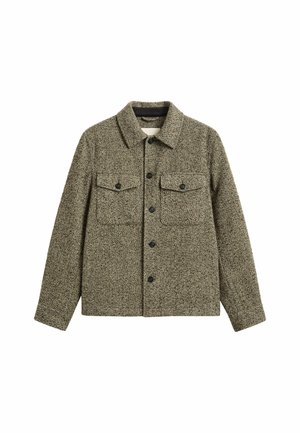 GANT, GANT HERRINGBONE OVERSHIRT - Leichte Jacke - black brown