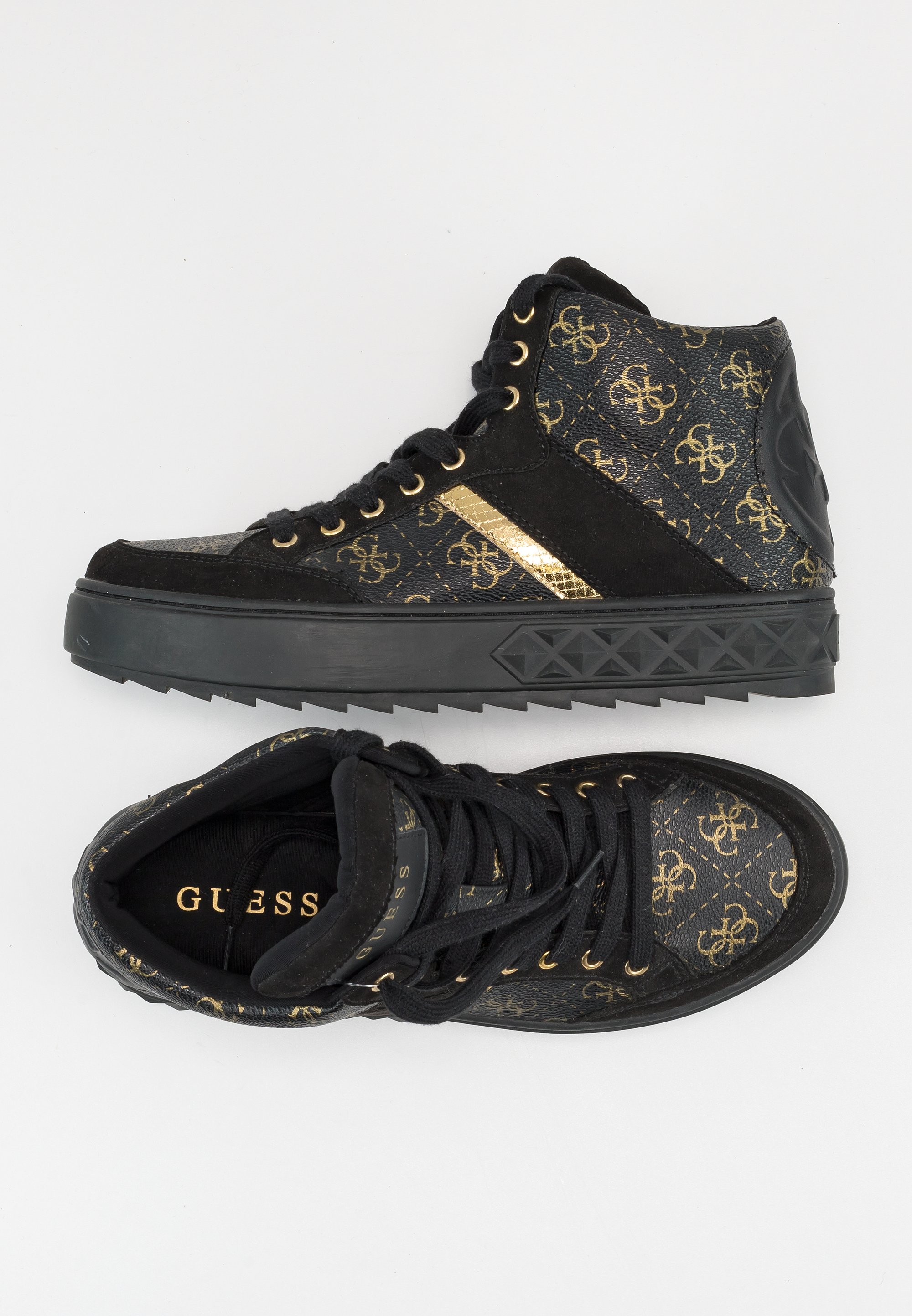 Guess Sneakers hoog black gold-coloured/zwart (Pre-owned