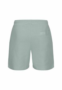 Mintgröna shorts med en strukturerad finish, som har ett elastiskt midjeband och en enda bakficka. Enkel, rak skärning.