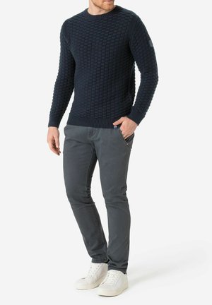 RUNDHALS 3D MUSTER REGULAR FIT - Strickpullover - dunkelblau