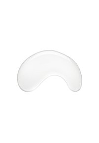Duidelijke glazen gua sha-tool met een organische, gebogen vorm. Gladde oppervlakte, transparante uitstraling en afgeronde randen. Geschikt voor gezichtsverzorging.